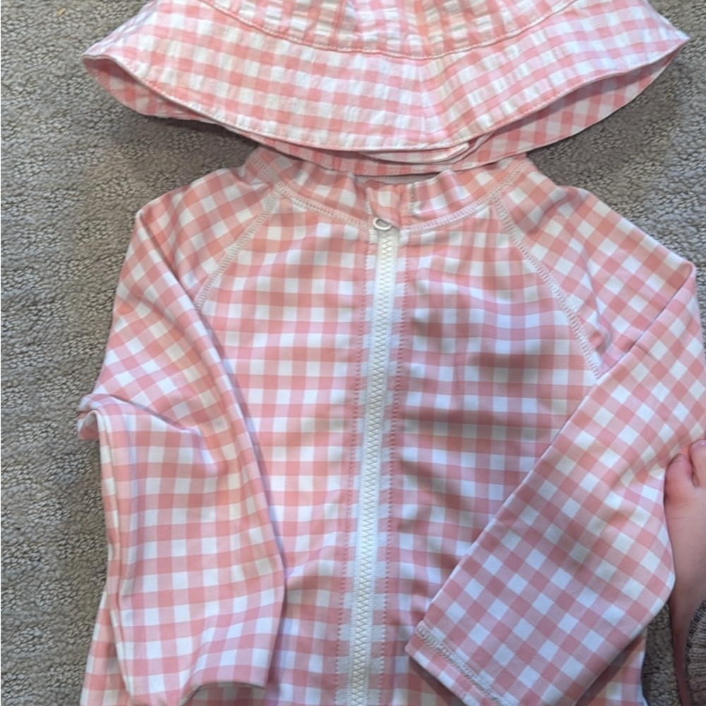 Janie and Jack Pink Gingham Kids Swim One Piece